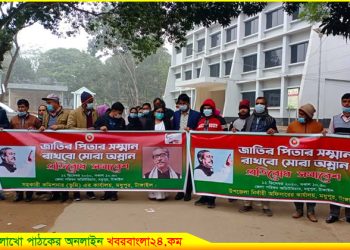 বঙ্গবন্ধুর ভাস্কর্য ভাংচুরের প্রতিবাদে মধুপুর-ধনবাড়ীতে প্রতিরোধ সমাবেশ