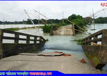 বাসাইলে পানির স্রোতে ভেঙে পড়ল কালভার্ট