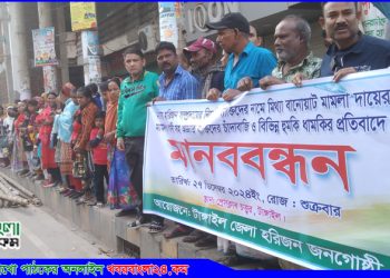 টাঙ্গাইলের ঠুঙ্গা জয়নালের বিরুদ্ধে হরিজনের মানববন্ধন