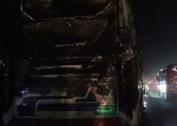চলন্ত বাসে অগ্নিকাণ্ড আশুলিয়ায়