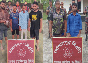 মহেশপুর সীমান্তে ১৬ জন অবৈধ পারাপারকালে আ'টক