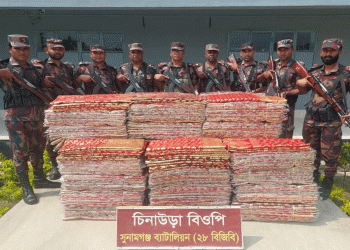 সুনামগঞ্জ সীমান্তে ৩১ লাখ টাকার ভারতীয় শাড়ি জব্দ