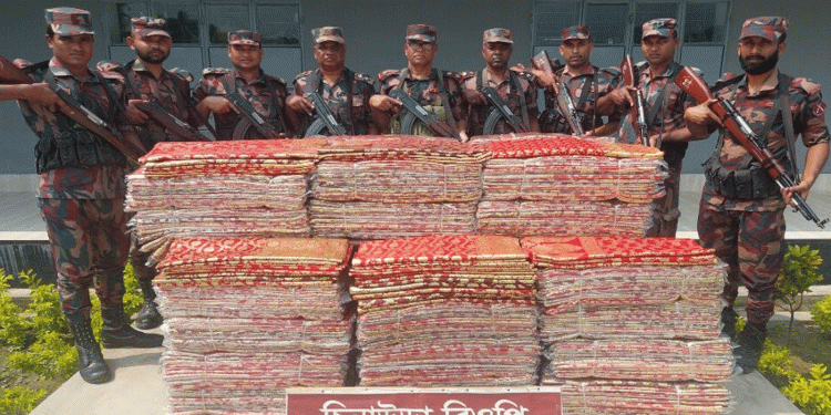 সুনামগঞ্জ সীমান্তে ৩১ লাখ টাকার ভারতীয় শাড়ি জব্দ