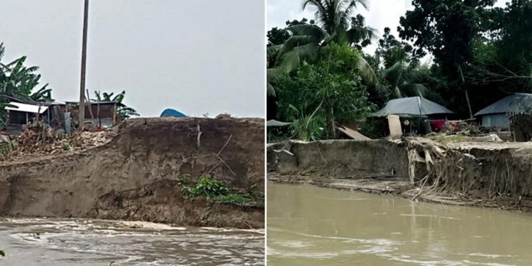 পদ্মা নদীর ভাঙনে তীব্র উদ্বেগ বাড়িঘর ছাড়ছে শতাধিক পরিবার