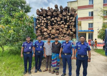 মির্জাপুরে চোরাই গাজারী কাঠ ভর্তি ট্রাকসহ ৬ কাঠ চোর গ্রে'প্তা'র