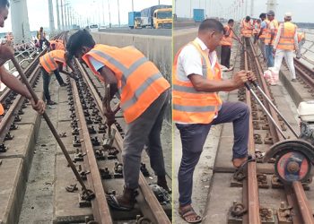 যমুনা সেতু থেকে খুলে ফেলা হচ্ছে রেললাইন