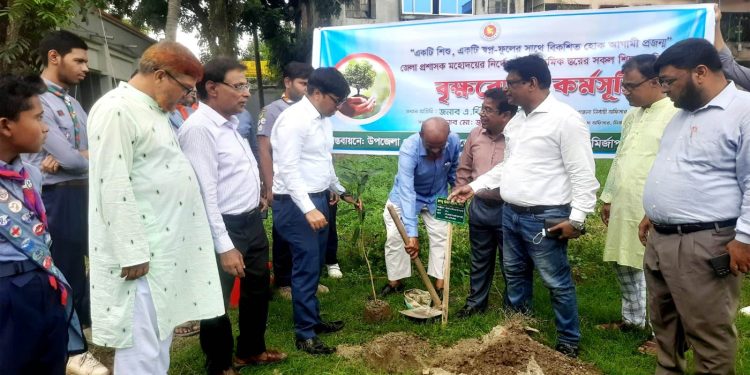 মির্জাপুরে একযোগে ৬৫টি মাধ্যমিক বিদ্যালয়ে গাছের চারা রোপন