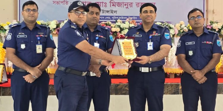 টাঙ্গাইলে শ্রেষ্ঠ ওসির স্বীকৃতি পেলেন সদর থানার ওসি তানবীর আহাম্মেদ
