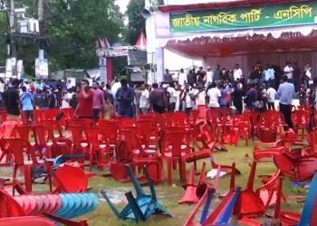 সমাবেশের আগে গোপালগঞ্জে এনসিপির প্রস্তুত মঞ্চে ভাঙচুর