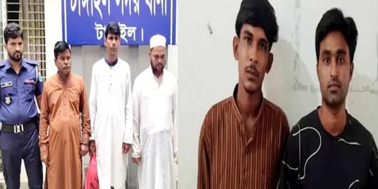 টাঙ্গাইলে ব্যবসায়ীর কাছে চাঁ'দা দাবির ঘটনায় ৪ বিএনপি নেতাসহ গ্রে'প্তা'র ৫
