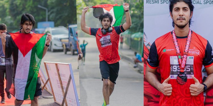 ফিলিস্তিনের পতাকা হাতে ২১ কিমি ম্যারাথন জয় তৌসিফ মাহবুবের