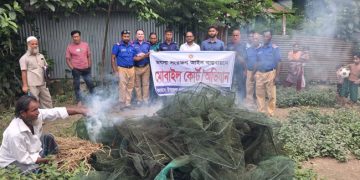 ​বাসাইলে অবৈধ চায়না দুয়ারী জাল বিরোধী অভিযান: লক্ষাধিক টাকার জাল ধ্বংস
