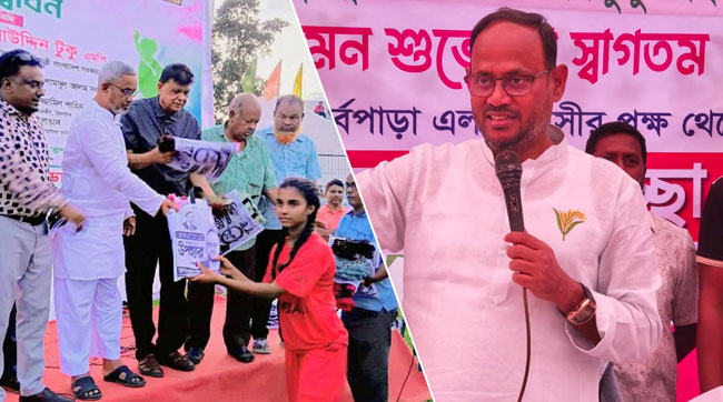 অনূর্ধ্ব-১৪ নারী ফুটবলারদের টাঙ্গাইলের তাঁতের শাড়ি উপহার দিলেন প্রতিমন্ত্রী টুকু