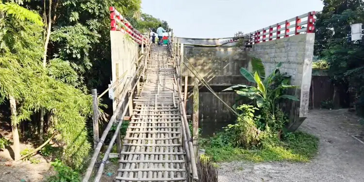 কোটি টাকার সেতুতে উঠতে লাগে বাঁশের সিঁড়ি
